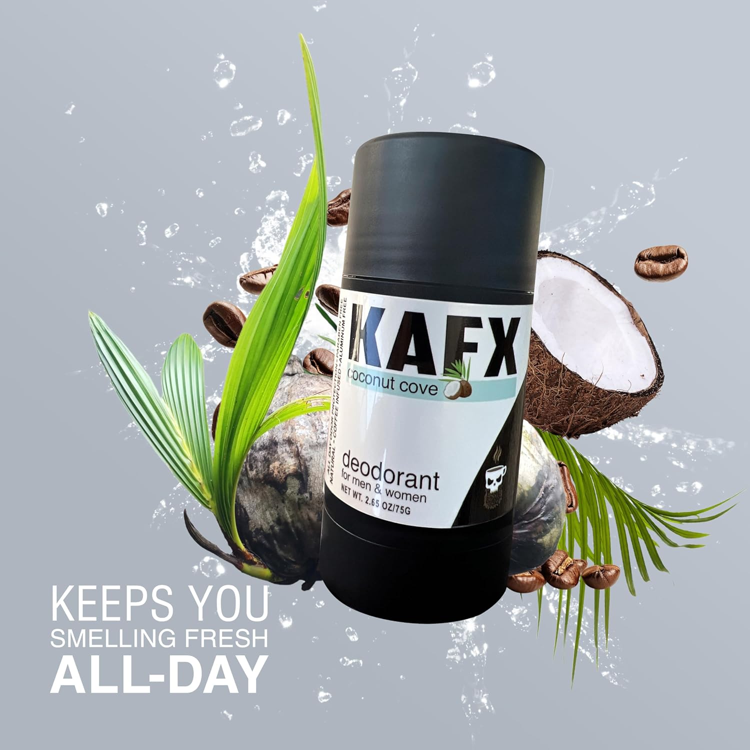 Natural Deodorant for Women & Men – Coconut Cove Scent, Long-Lasting Odor Protection with Coffee-Infused Oil, Organic, Baking Soda-Free, Aluminum-Free, 2.65 oz/ 75g - Image 4