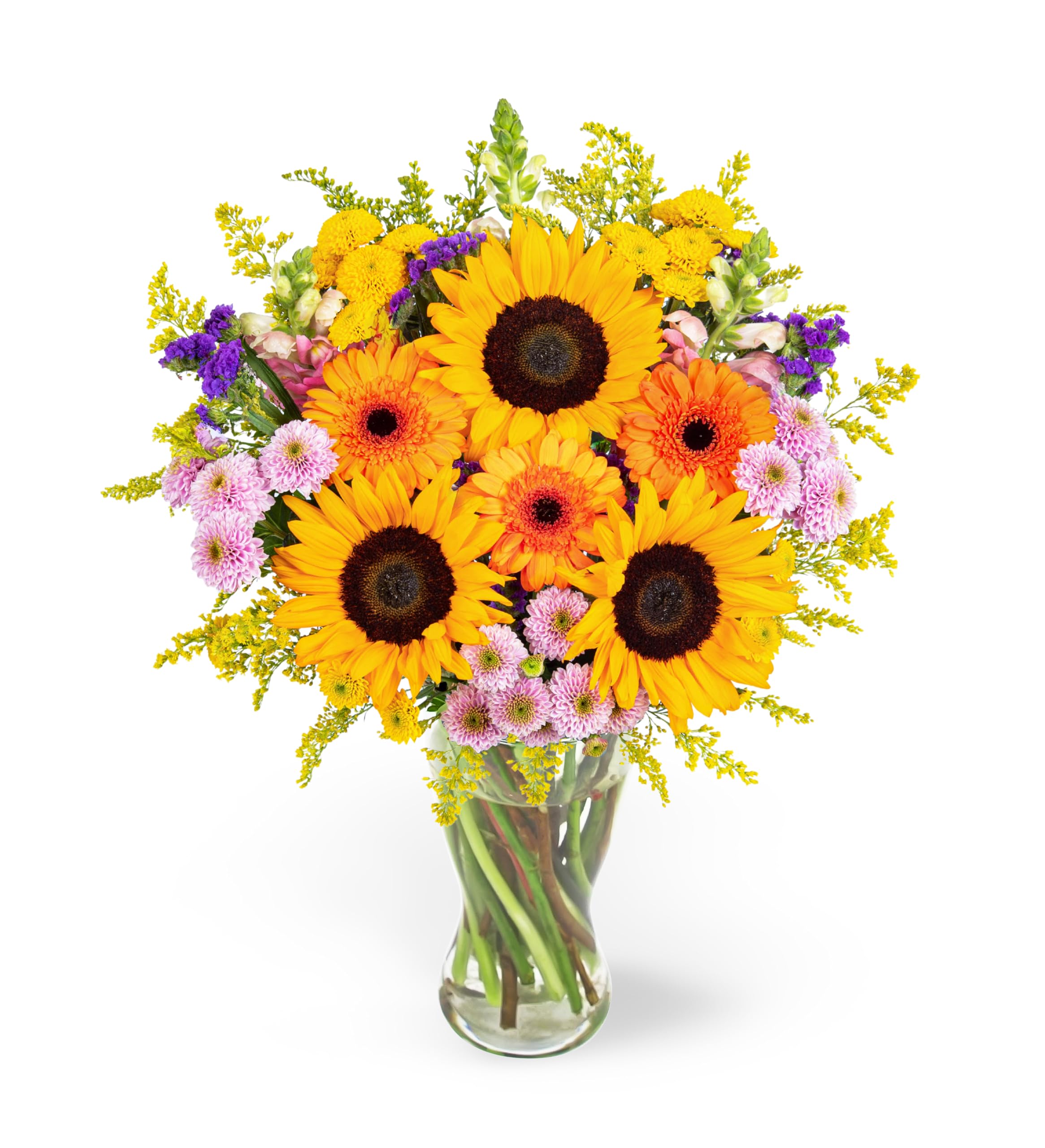 Prestigeflowers Yellow Flowers With Vase - Stunning British Sunflower Bouquet - Delivered For Birthdays & All Occasions!