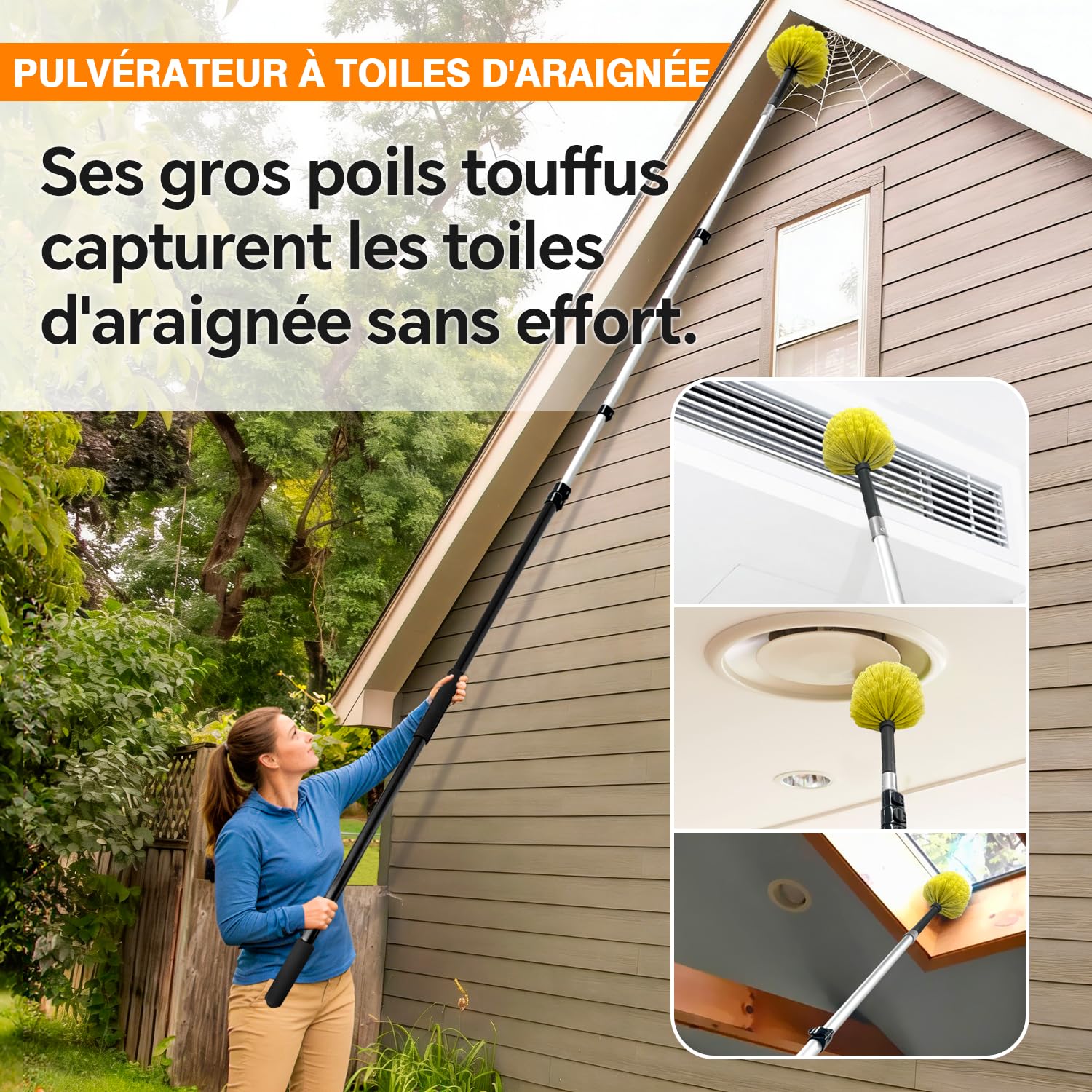ARTIPOLY Kit d'extension télescopique de 6 m, Haute portée plumeau 5 en 1