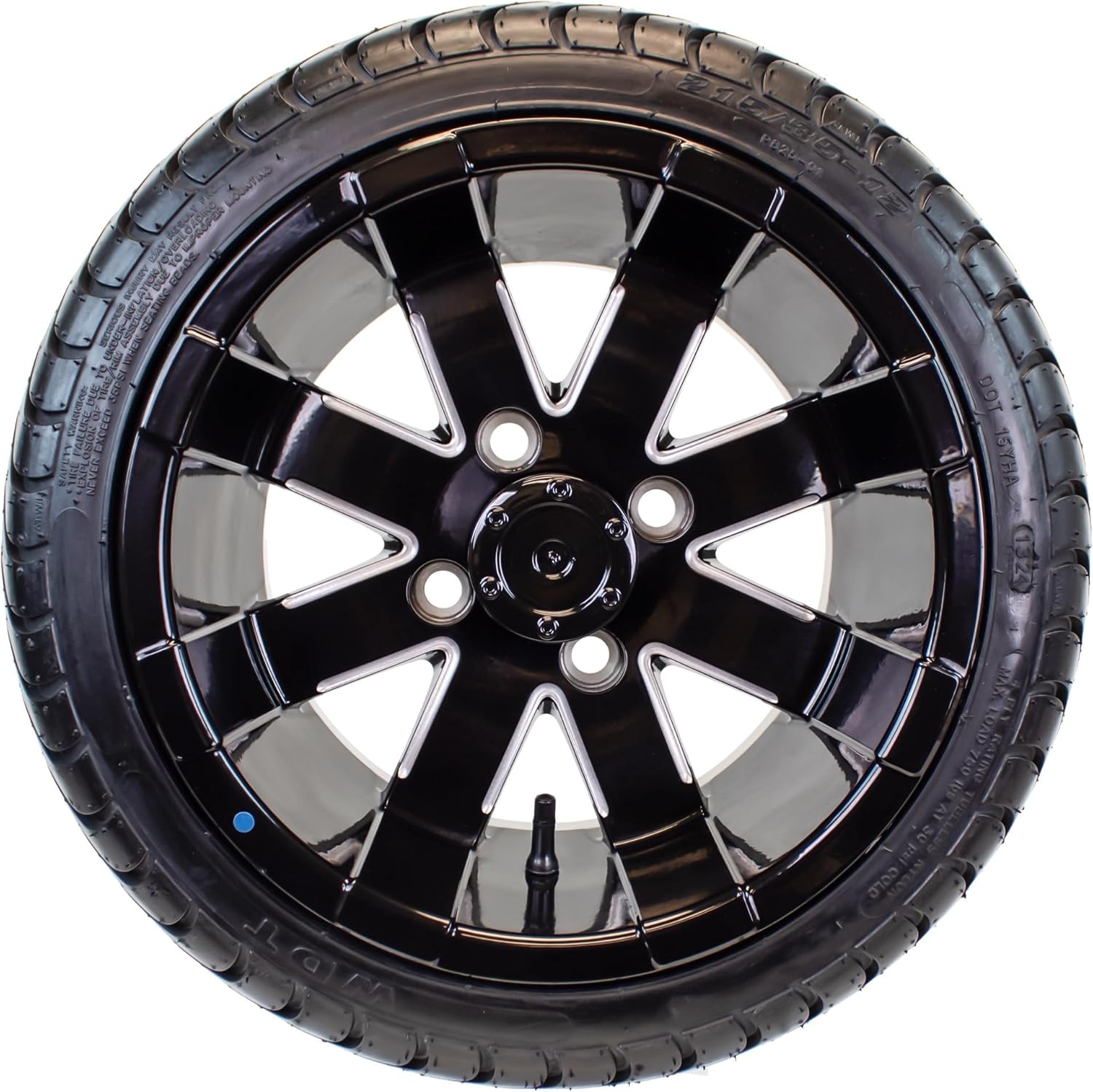 eCustomrim 4-Pack 215/35-12 Trailer Golf Cart ATV Offroad Tire On 12X7 Gloss Black Rim B2
