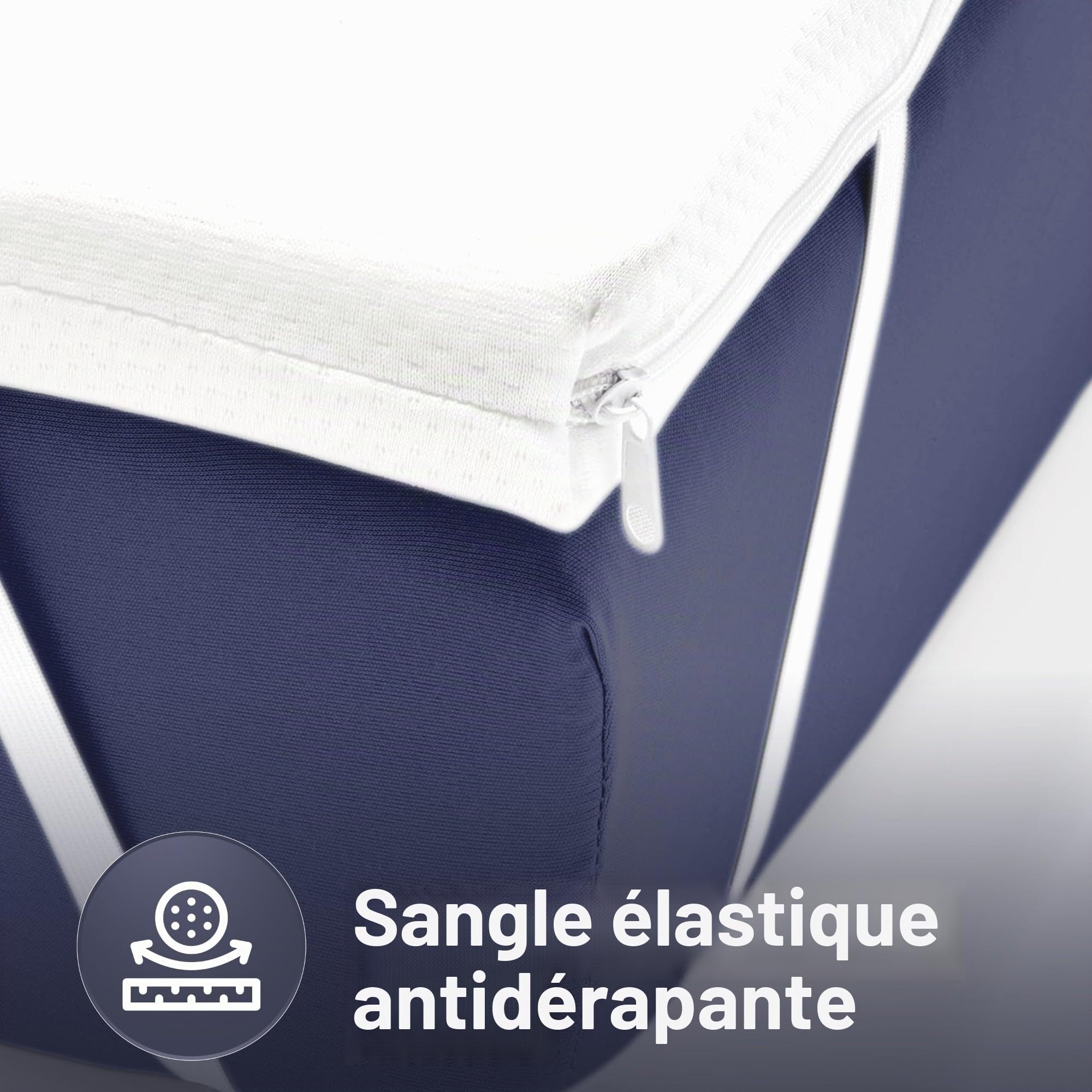 The White Stone Surmatelas en Latex Naturel 90 x 200 cm | Housse en Bambou Respirante, Antiallergique et Amovible | Épaisseur 5 cm | Surmatelas Correcteur avec Élastiques de Maintien aux Coins