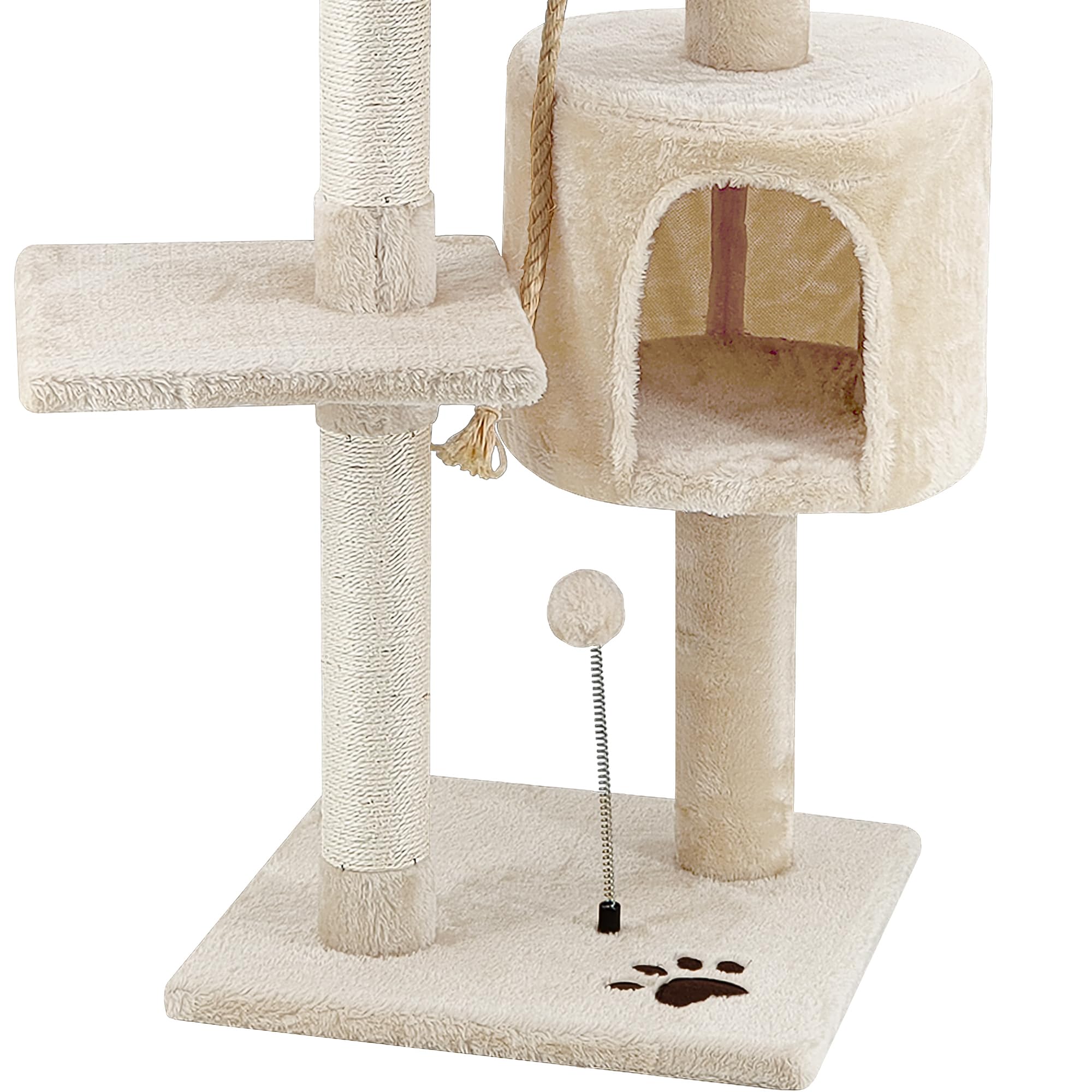 Beltom® Rascador Afilador Uñas para Gatos Árbol Escalador Mascota Rascarse Juego 112 cm - Beige