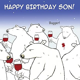 Twizler Funny Birthday Card with Polar Bear and Wine – Funny Birthday Card for Son – Humour Card - Son Birthday Card - Funny Birthday Card