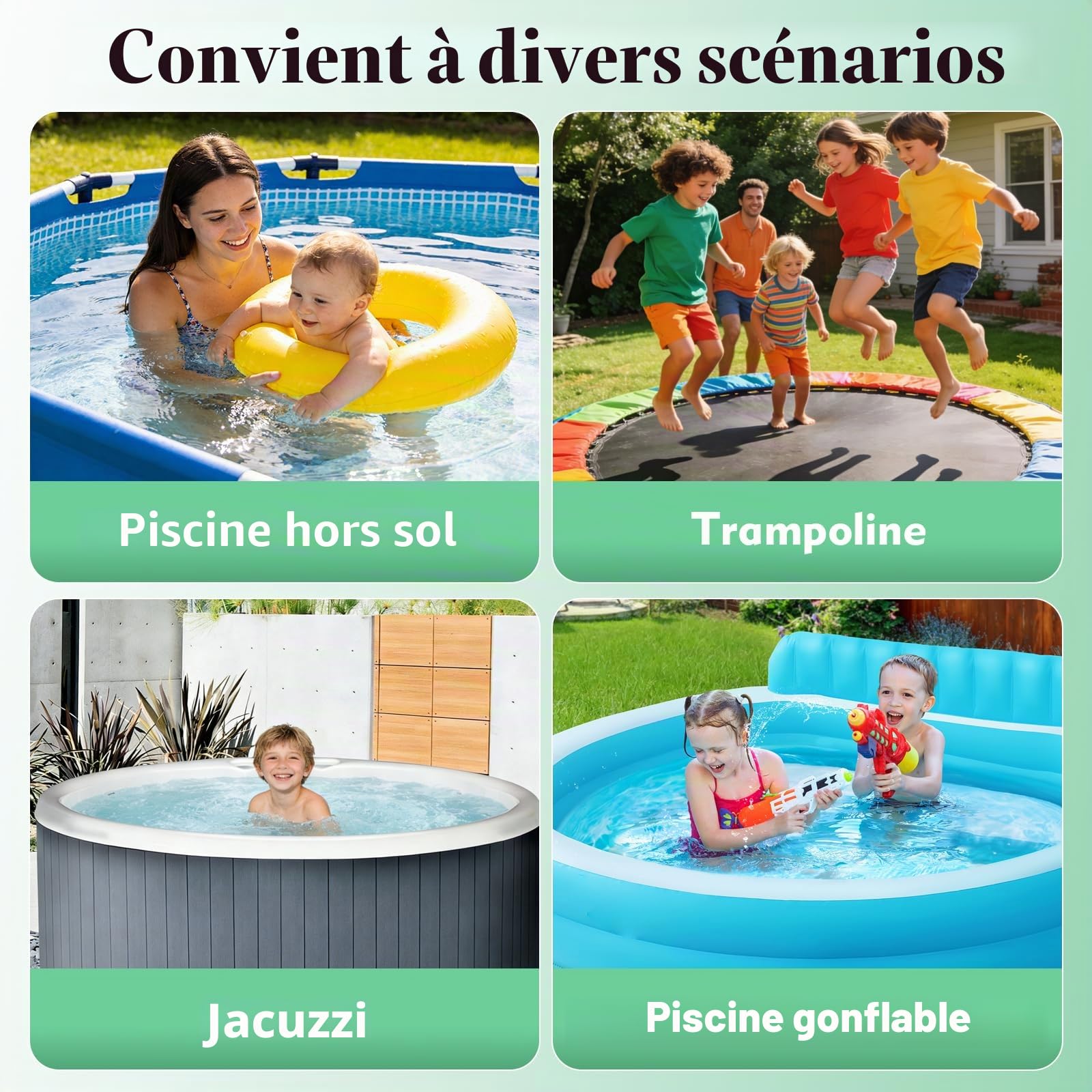 Bache Piscine,pour Piscines Hors-Sol Ø 488 cm,pour Bassins 450-486cm | Bâche Protection pour Piscine avec Bandes Réfléchissantes, Ancrages Terrestres,Couverture de Piscine, Antipoussière