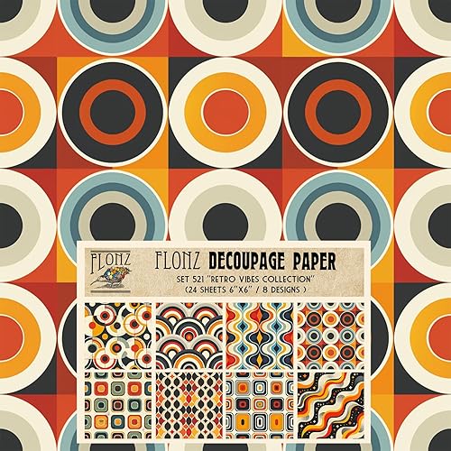Miniatura 10 de Decoupage - Paquete de papel (24 hojas de 6 x 6 pulgadas), marcos Art Nouveau Florece FLONZ - Papel de estilo vintage para decoupage y manualidades