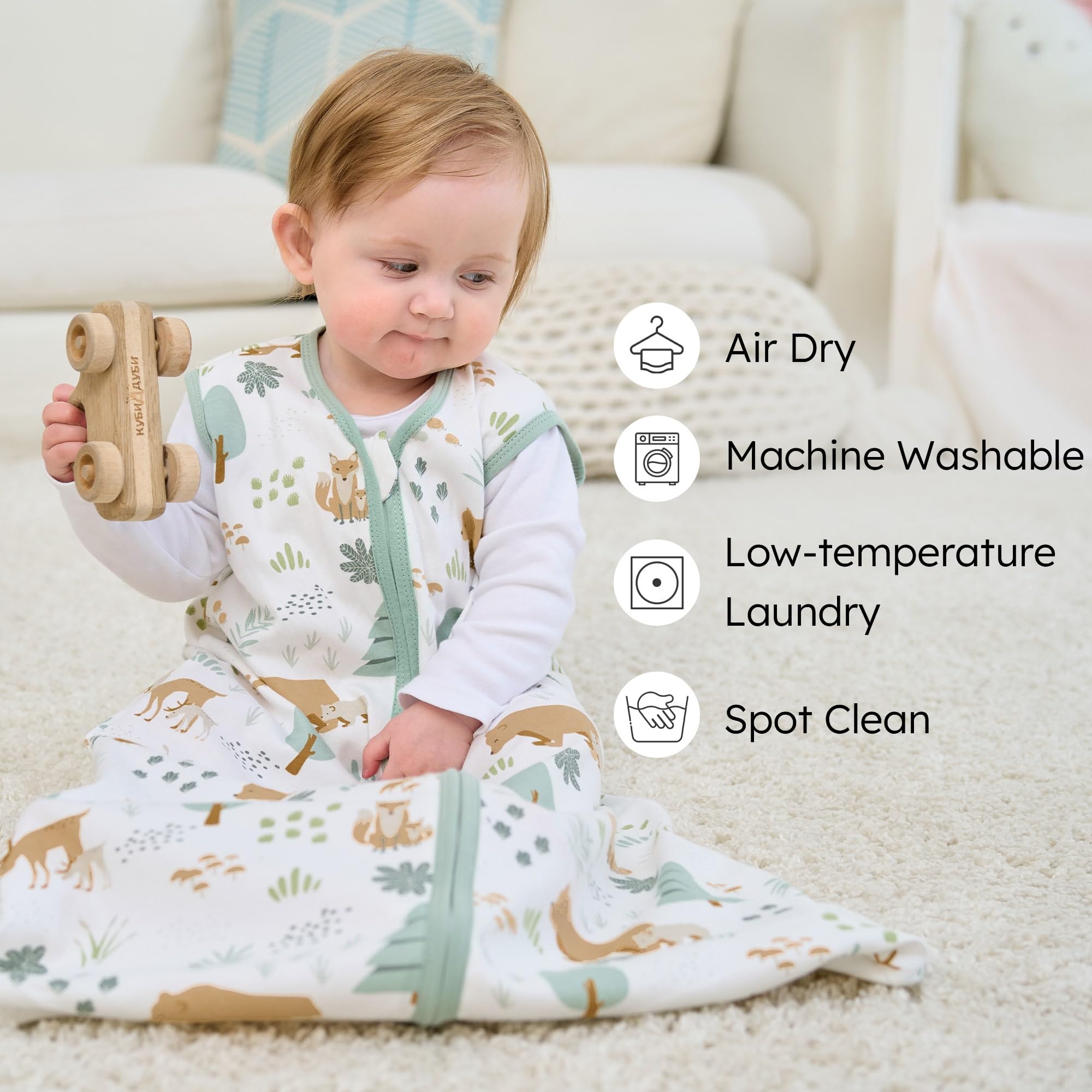 FIEMOL Baby Sleeping Bag 6-12 Months 0.5 Tog Baby Wearable Blankets Cotton - Image 4