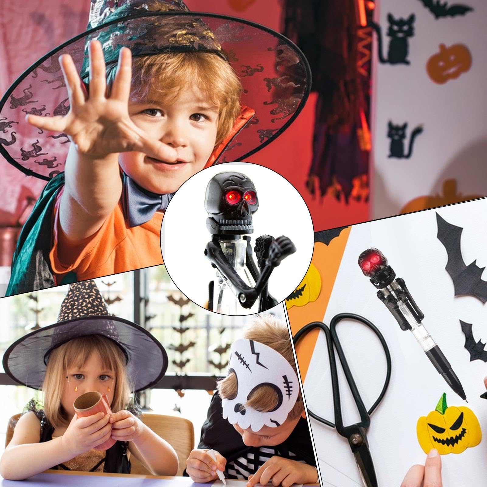 Stylo squelette pour Halloween - Outil d'écriture amusant et effrayant, décoration de bureau avec stylo tête de mort | Stylo squelette de fête d'Halloween, stylo de bureau effrayant, accessoire d'écri