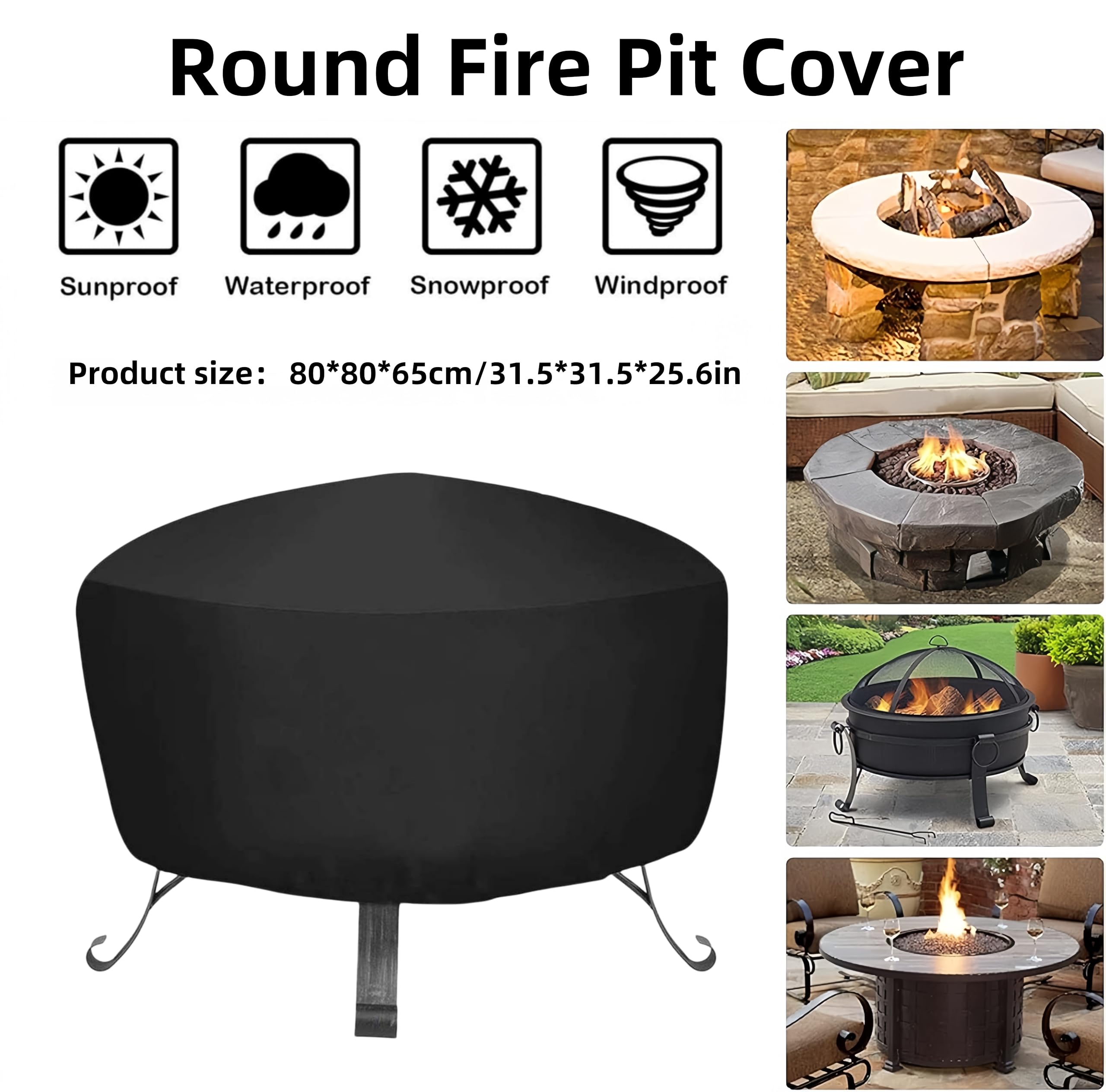 Housse De Protection Ronde Imperméable Pour Brasero De Jardin