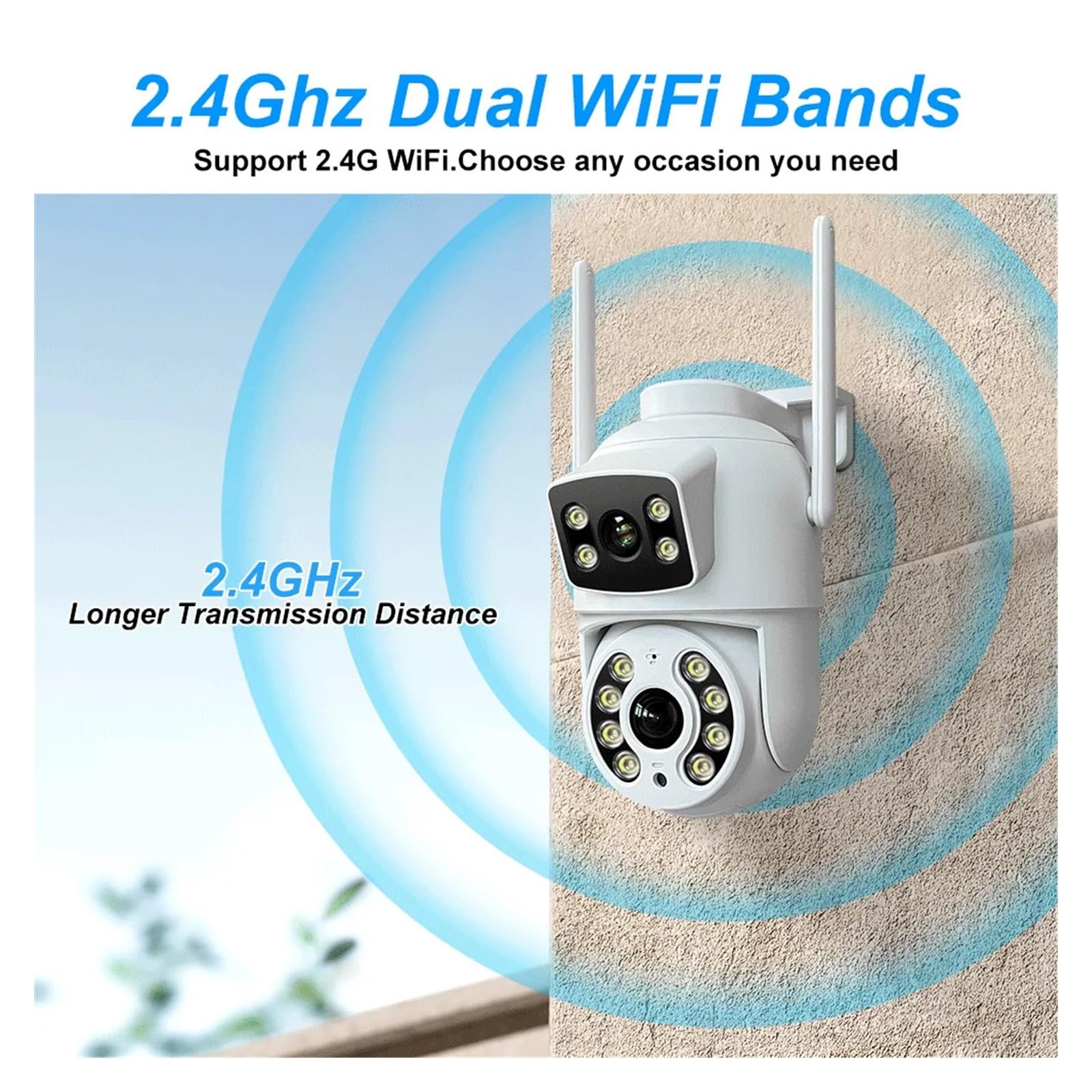 4MP WiFi Surveillance Camera Dual Lens Dual Screen IP Cameras Wireless Auto Tracking Color Night Vision 10X Digital Zoom CAM(CAM No SD Card)