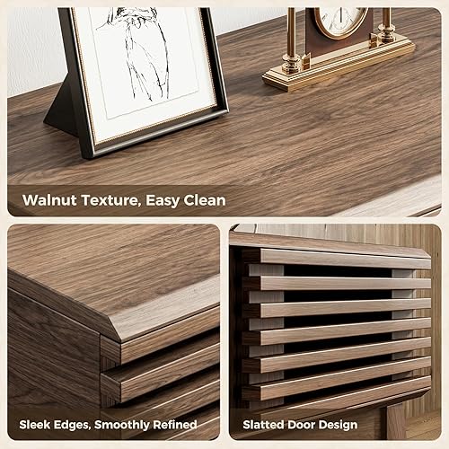 Miniatura 5 de AODK Soporte de TV de 59 pulgadas para televisores de 55/60/65 pulgadas, centro de entretenimiento moderno de mediados de siglo con puertas