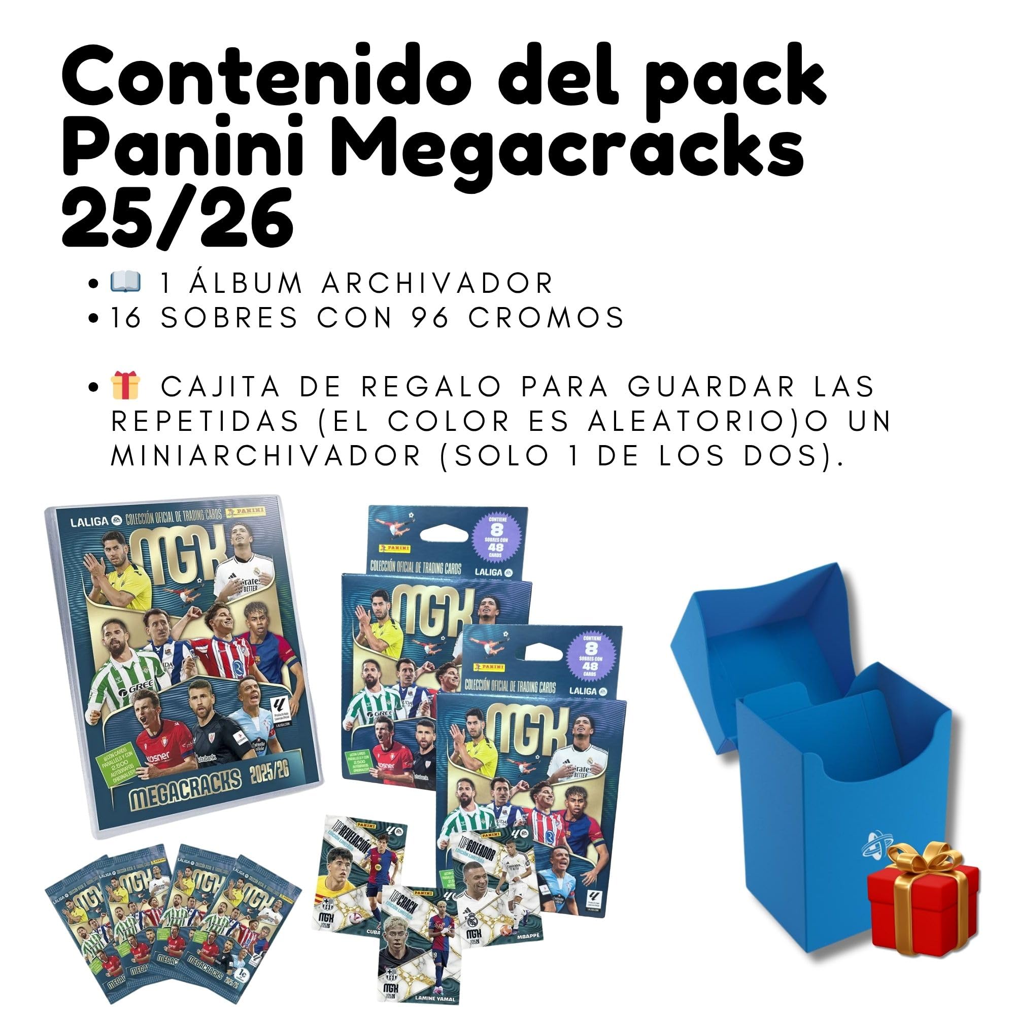 Panini Pack Cromos Megacracks 2025 2026 con Álbum y Sobres, (No Cromos Eurocopa 2024 ni Adrenalyn), Lamine Yamal, Regalo Caja para Repetidas - LaLiga Ea Sports Oficial (MegaCracks+16)