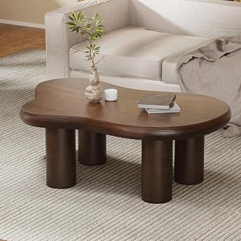 Cloud Coffee Table Modern Cute Irregular Simple Tea Center Table for Small Space Side Table for Living Room Home Office Indoor Brown 46W x 31D x 15H