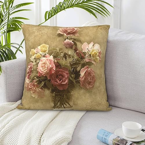 Miniatura 6 de NBFKDO Fundas de almohada decorativas de rosas Shabby Chic para sala de estar, sofá, dormitorio, casa rural, decoración del hogar, 20 x 20 pulgadas