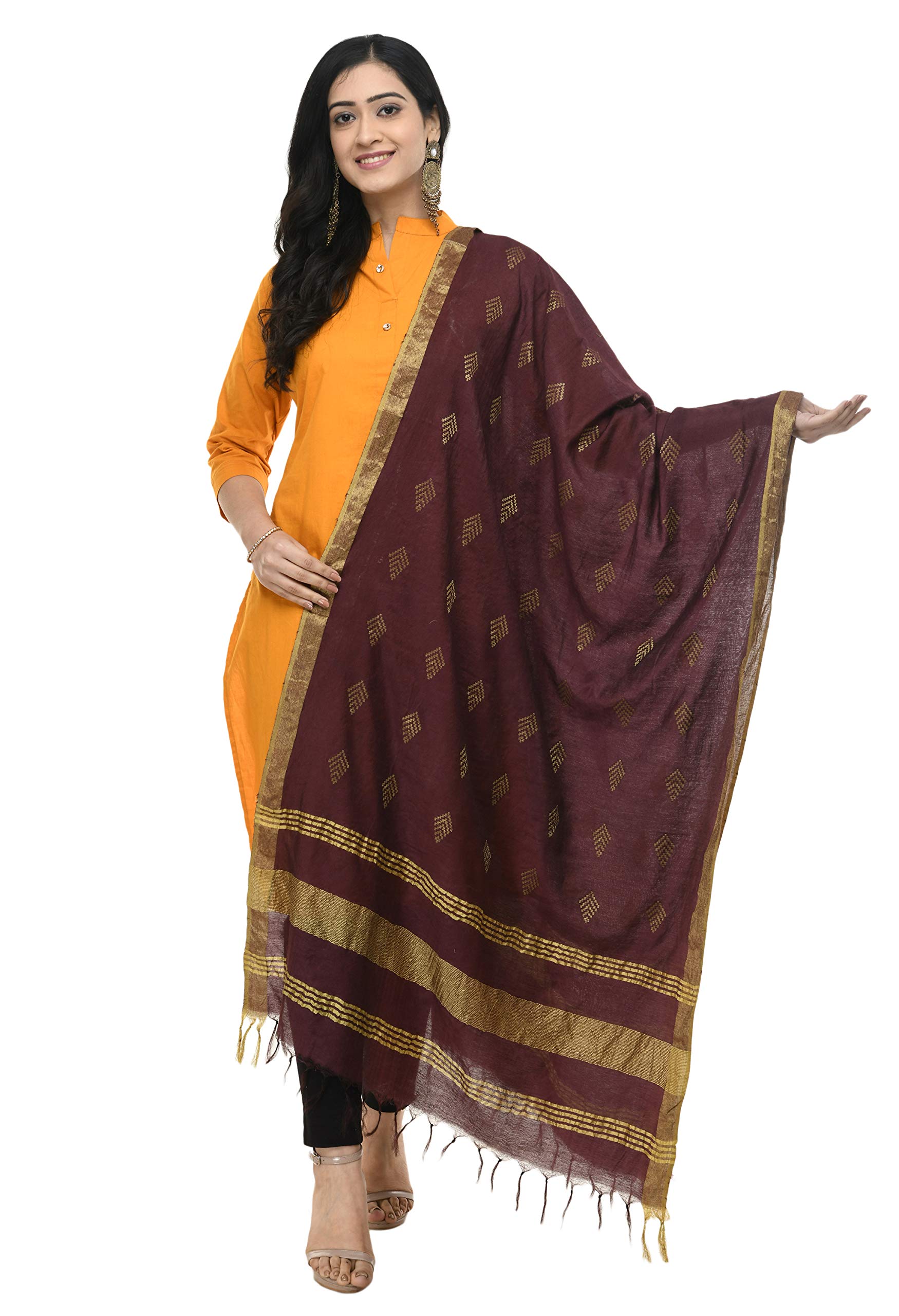 a r silk Women's Self Design Cotton Dupatta (ARS0529_Wine_Free Size)-picture-26