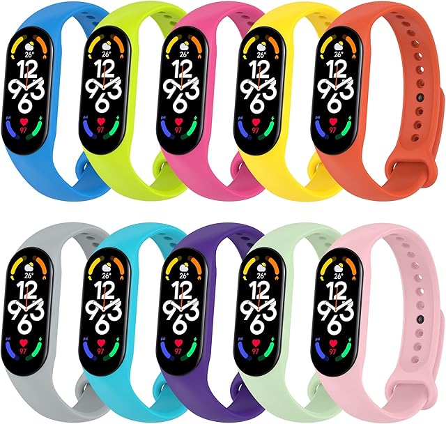YEEKUK Bands Compatible with Xiaomi Mi Band 7, Replacement Soft Sport Wristband Accessaries Straps Bracelets For mi fit band 7