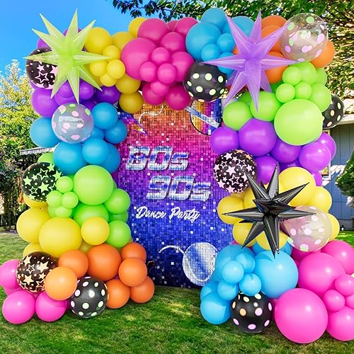 Bonropin Kit de guirnalda de arco de globos de neón de 190 piezas, globos de neón para fiestas brillantes, decoraciones de fiesta de cumpleaños de