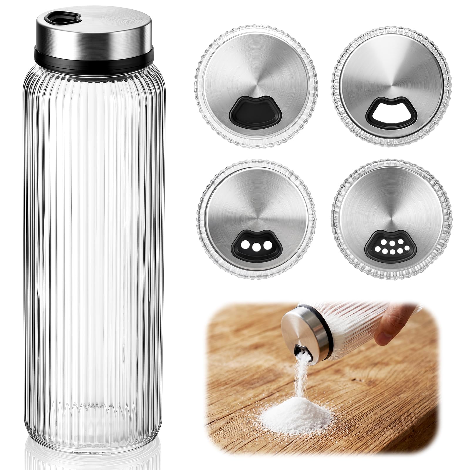 TranRantic 500ML Glass Sugar Dispenser with Rotatable Pouring Switch
