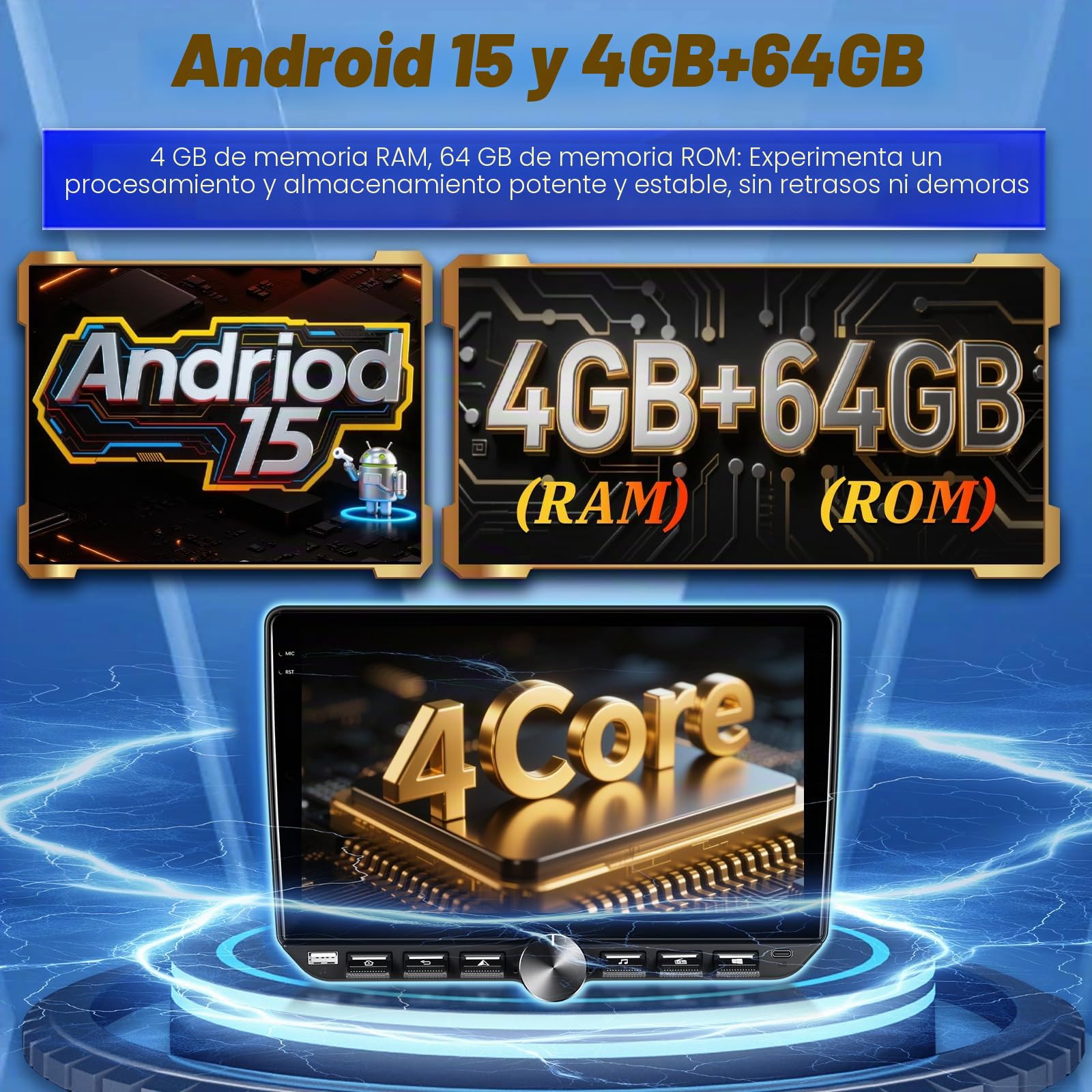 Radio para Coche 4G+64G para Toyota Aygo/Peugeot 107/Citroën C1 (2004-2014), Pantalla táctil Android de 10 Pulgadas, Audio 32EQ, Pantalla 1280 * 720, Carplay, Android Auto, SWC, Bluetooth 5.0, WiFi
