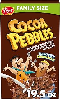 Cocoa Pebbles Cereal, Chocolatey Gluten-Free Kids Crunch, 19.5 oz Family Size Box - Sweet Rice Cereal