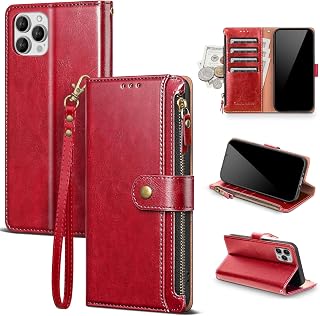 for iPhone 14 Pro Max Wallet Case with Card Holder,Red