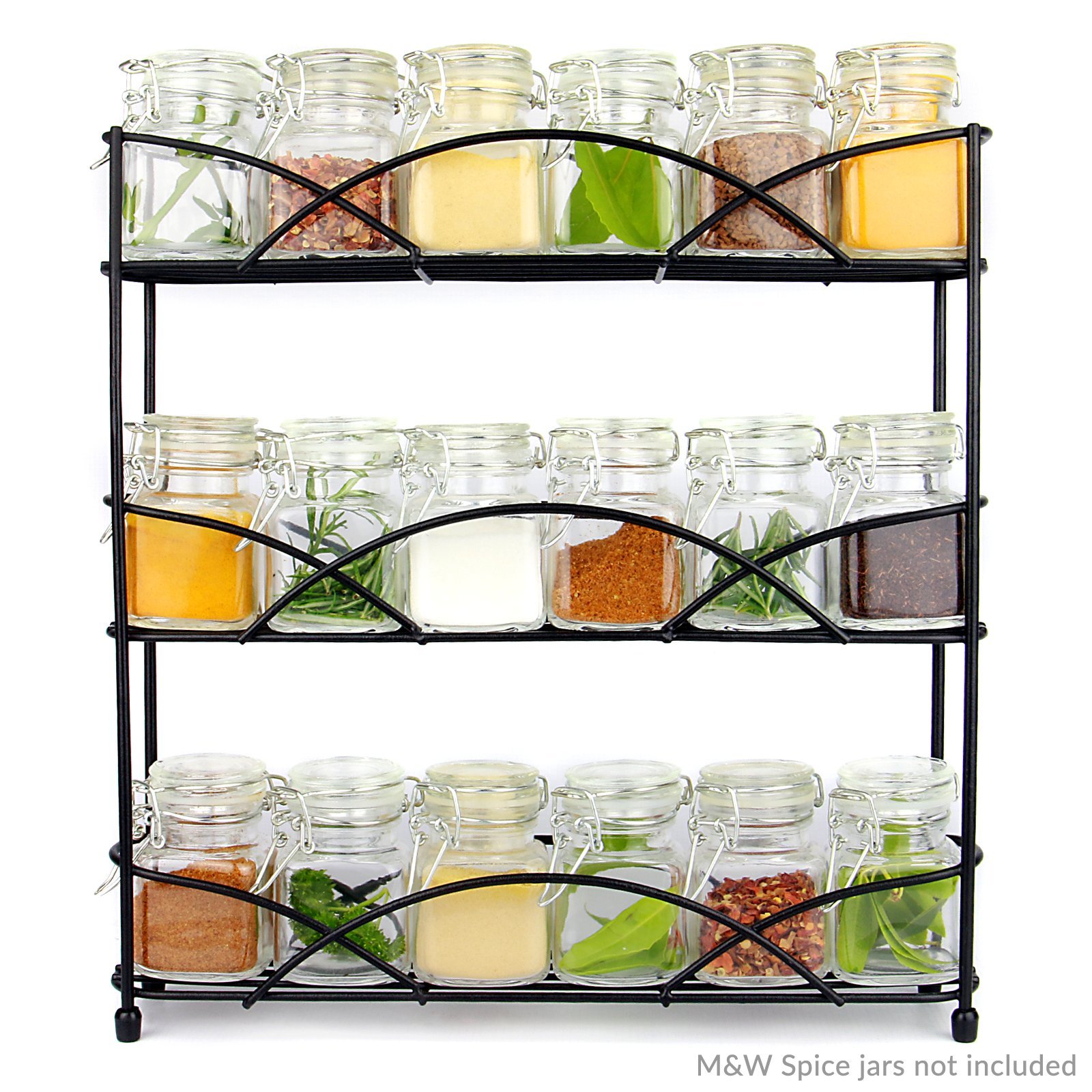 3 Tier Herb & Spice Rack in Black Free Standing NonSlip Organiser