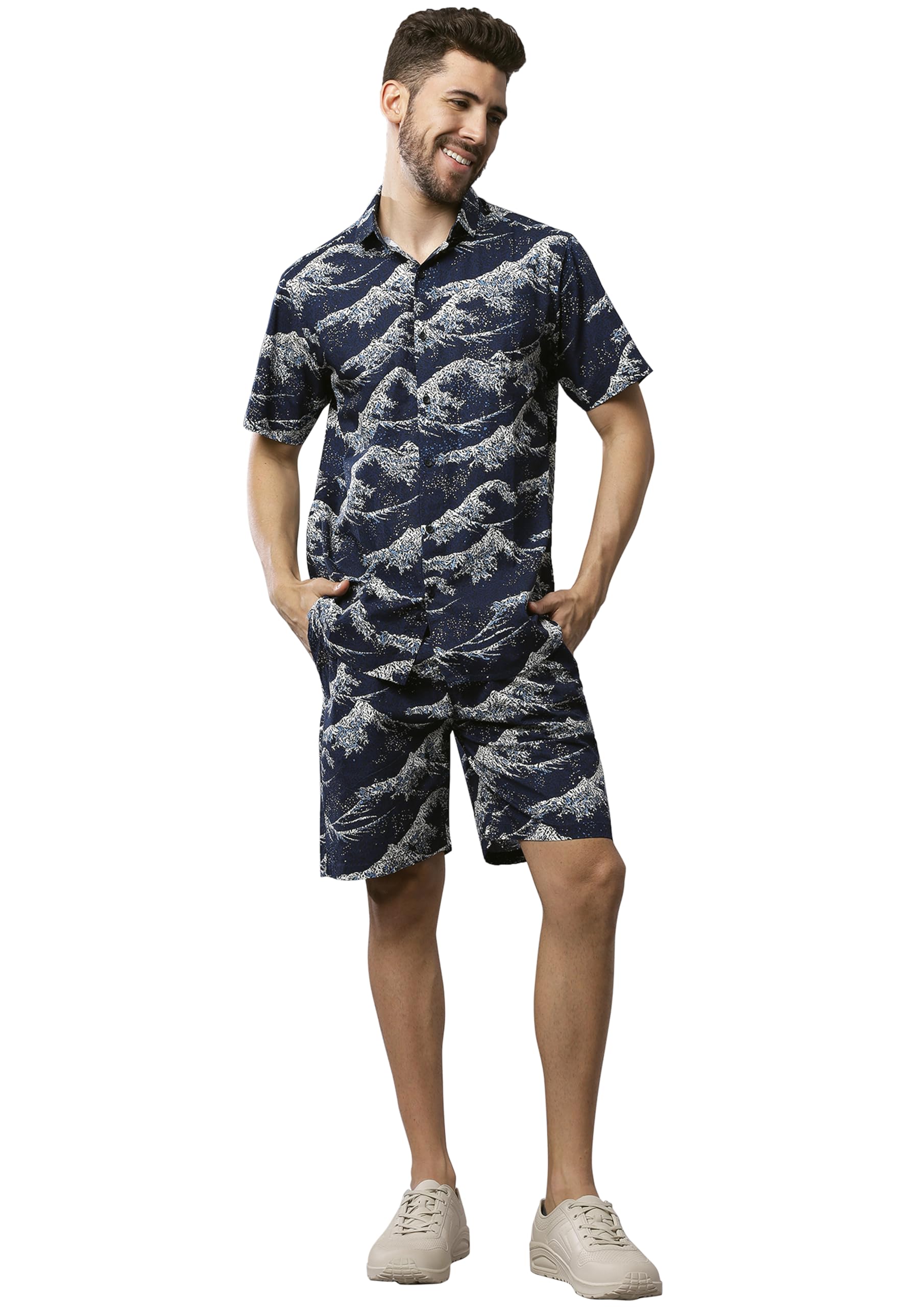 Men's Pure Cotton Shirt & Shorts Co-ord Set