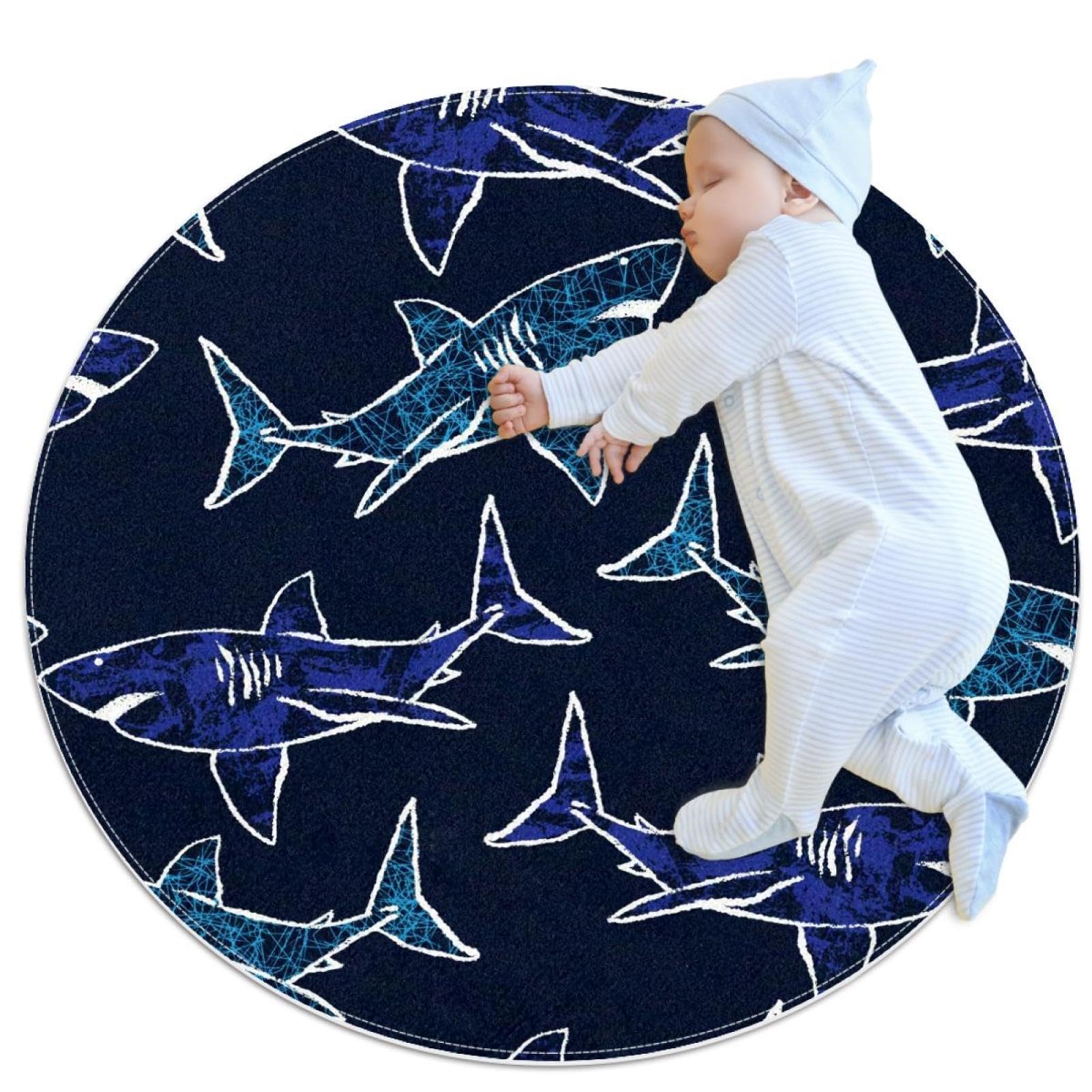 Tapis de douche antidérapant requins rond 1m pour éviter les chutes sur sol mouillé
