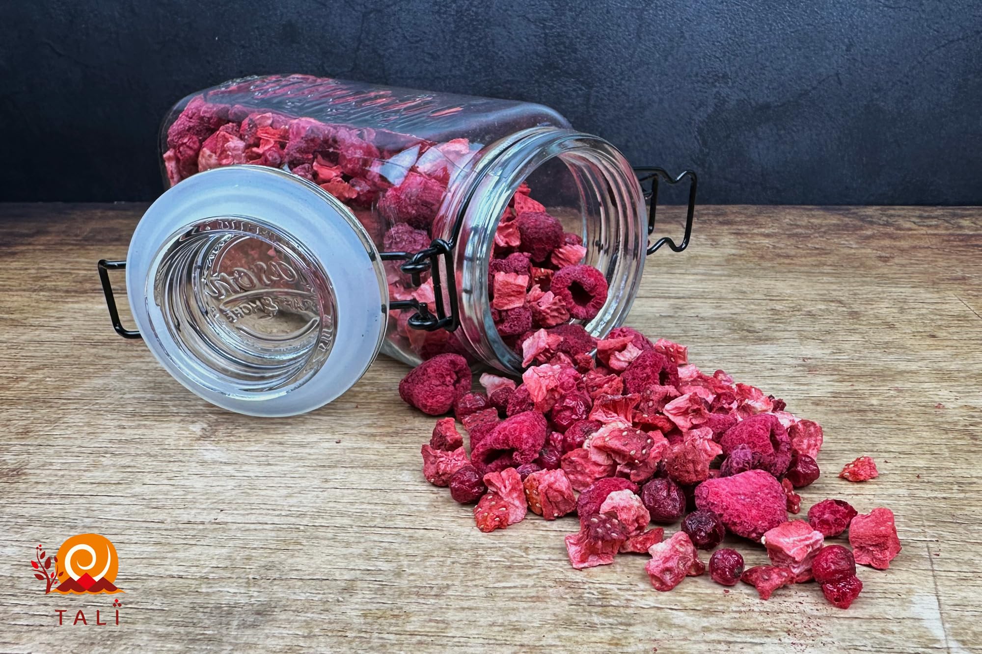 TALI Rote Beeren Mix 1000 g | Gefriergetrocknete Erdbeeren, Himbeeren, Johannisbeeren