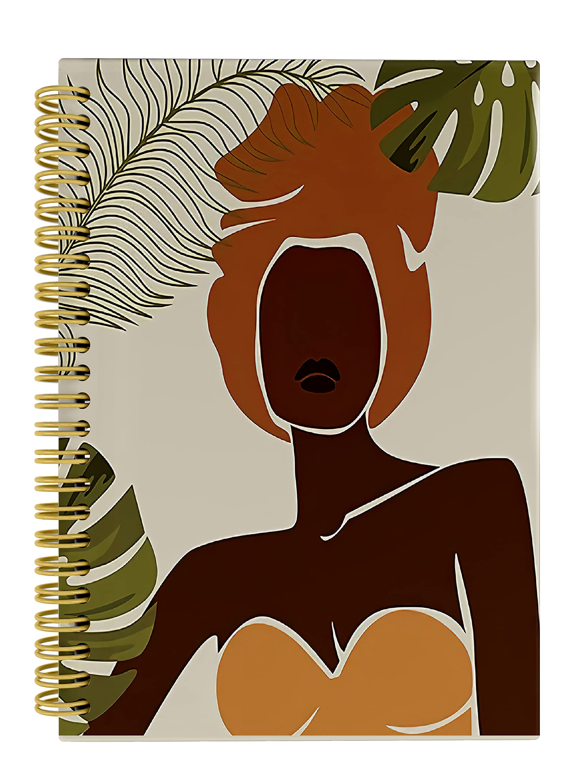 Knibeo Boho Women Journal Notebook - Black Girl Journal, 5.5×8.3 Inch Girls Spiral Bound Notebook Aesthetic with 164 Pages, Notebooks for Women