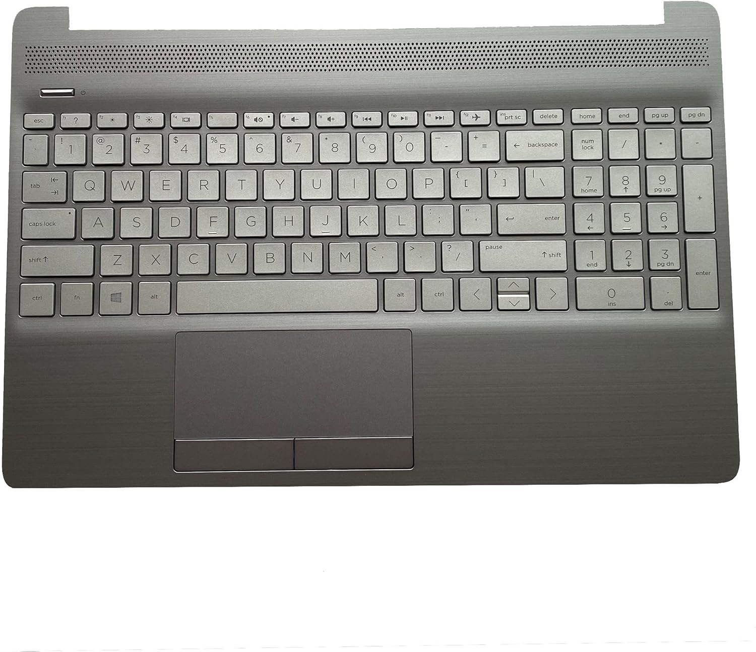 Replacement Laptop Upper Case Palmrest Non-Backlit Keyboard Touchpad Assembly Part for HP 250 255 256 G8 256 G9 15S-DU DY DW M31100-001 Sliver