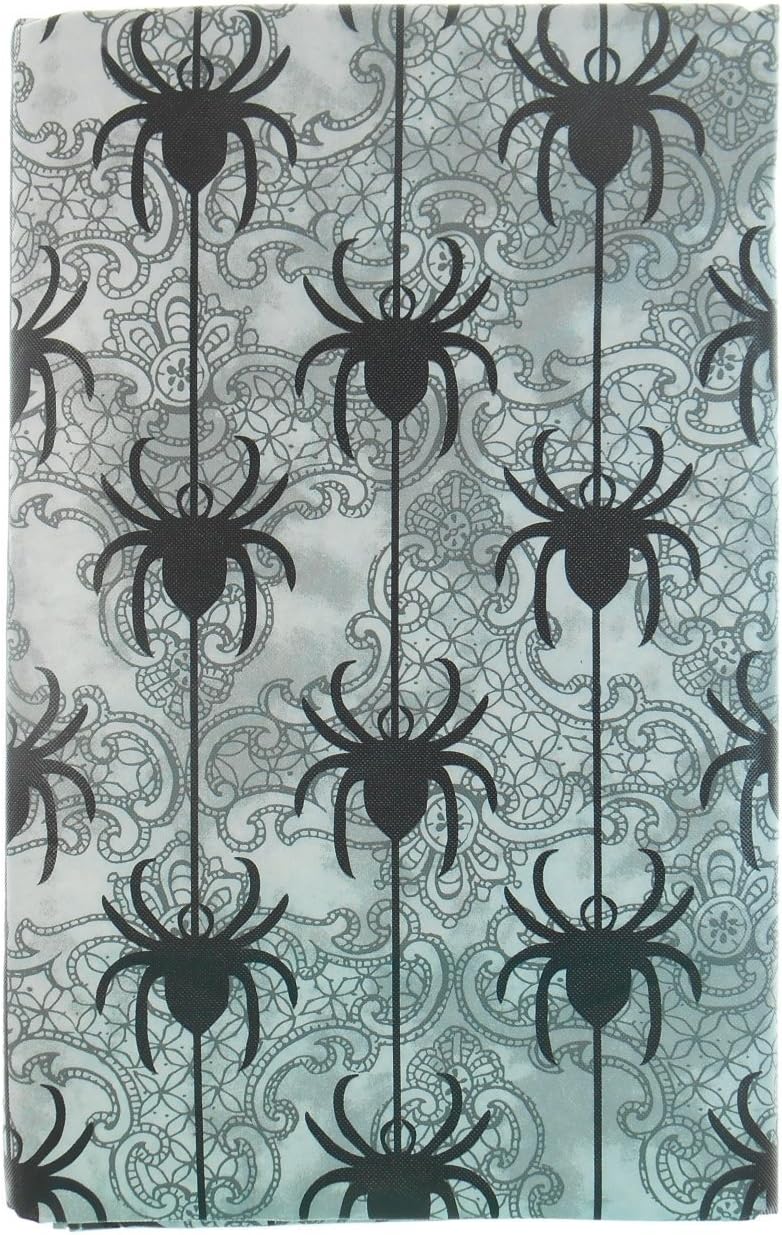 Black and White Spider Vinyl Tablecloth with Flannel Backing (70")