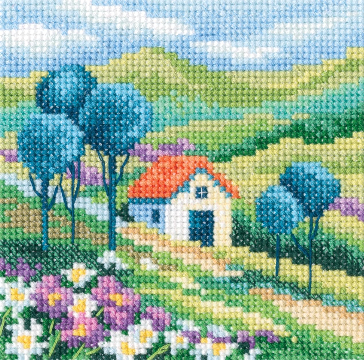 RTO Cross Stitch Embroidery Kits for Adults Nature, Landscape - Summer Colours 11x11cm/4.3x4.3 14CT