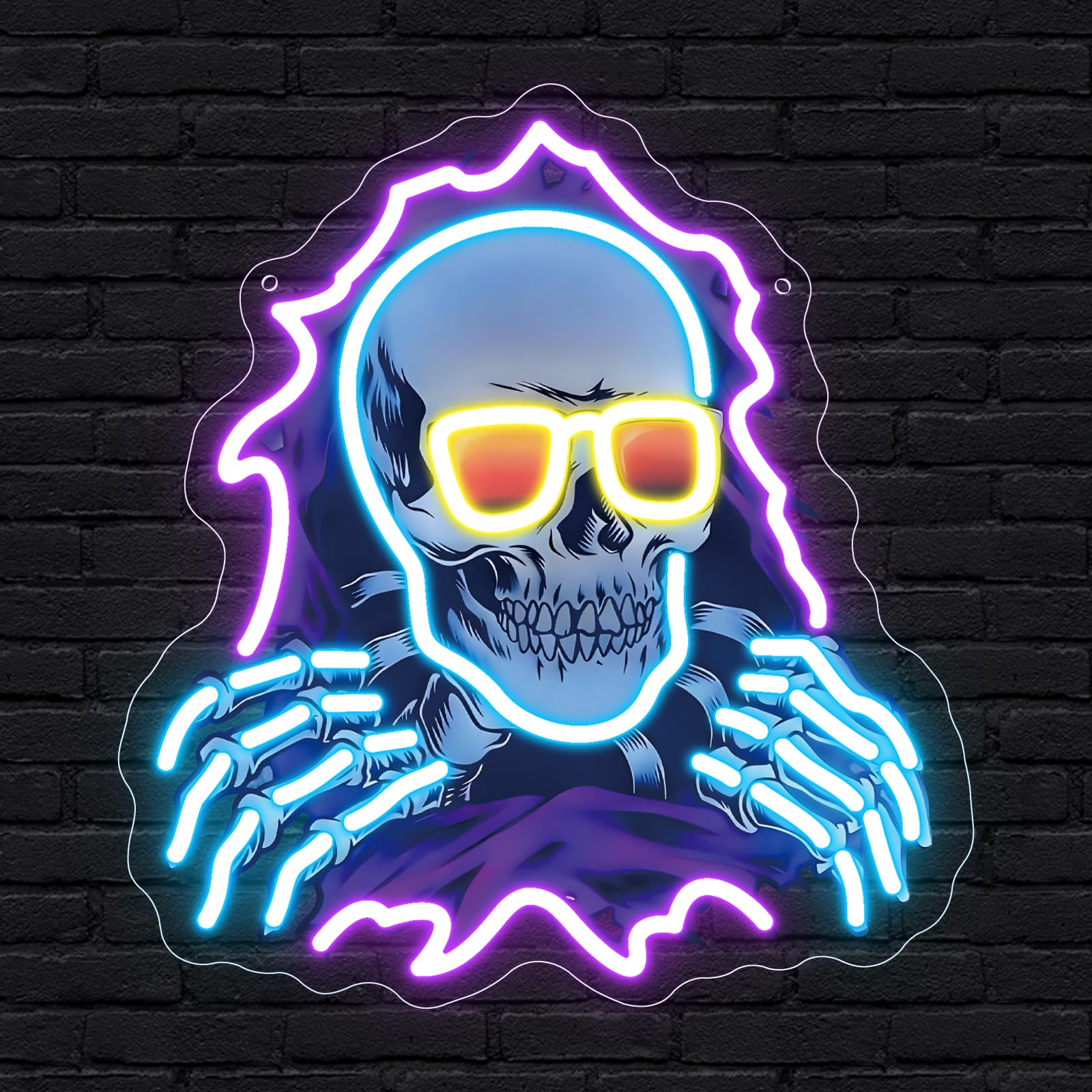 Skull Neon Sign,Skull Led Neon Light Signs for Gamer Room Decor Game LED Lights for Bedroom Wall Decor Gamepad Dimmable Neon Gaming Sign for Party Decorations Teen Boys Halloween Gift（13.8"*12.6"）