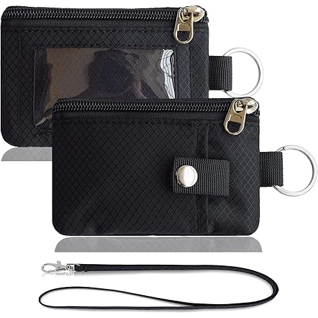 Minimalist Black Lanyard Wallet: Sleek & Secure Card Holder with Key Ring