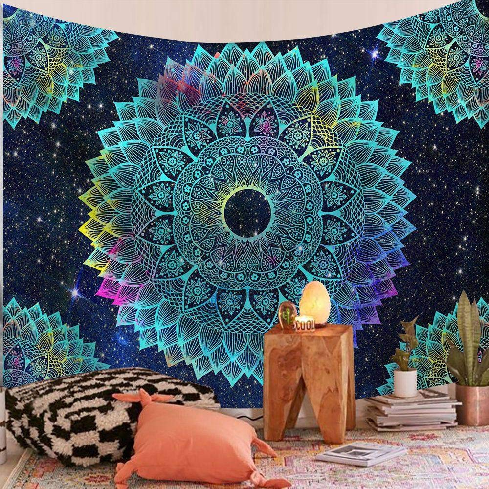 YWJFASHION Appeso a Parete Psichedelico Hippie Notte Luna arazzo Meditazione arazzi, per Camera da Letto Soggiorno dormitorio Arredamento (Colore : 2, Size : 150x130cm