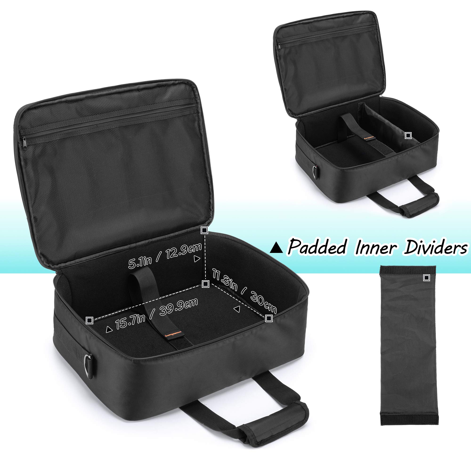 CURMIO Beamertasche für Beamer, Projektor Reisetasche mit Separatem Fach für Laptop, Beamer Tasche für die Meisten Projektoren und Zubehör, 40 x 30 x 13 cm, Schwarz