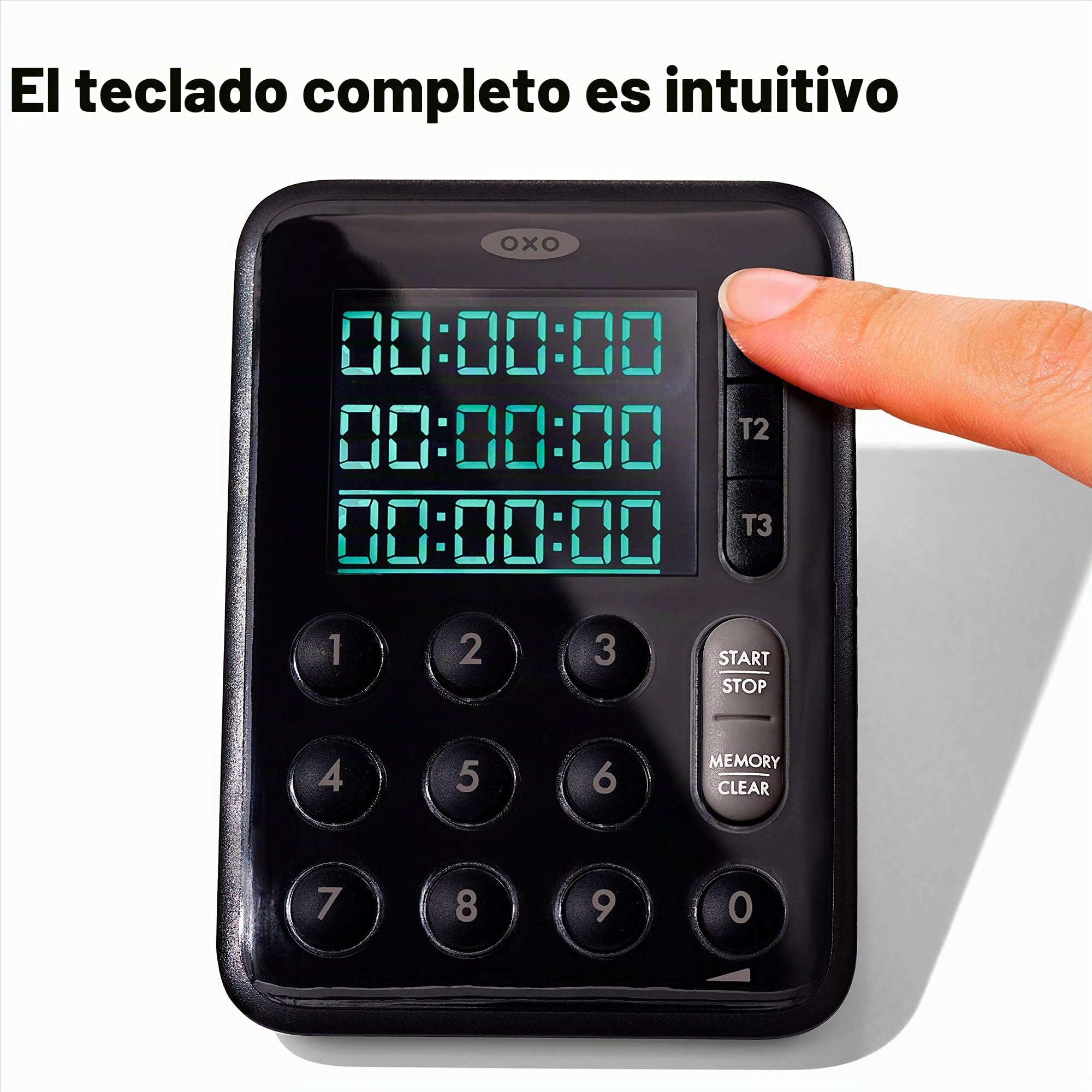 OXO Good Grips 11303700 - Temporizador Triple para Cocina, plástico, Color Negro
