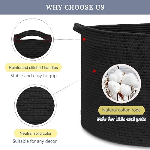 Miniatura 4 de Cesta de manta extragrande de 87 litros, cesta para la ropa sucia, cesta de guardería para guardar juguetes, ropa y toallas, cesta grande de cuerda