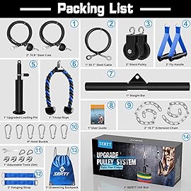 Weight Cable Pulley System Gym, SERTT Upgraded Cable Pulley Attachments for Gym LAT Pull Down, Biceps Curl, Tricep, Arm Workouts - Weight Pulley System Home Gym Add On Equipment