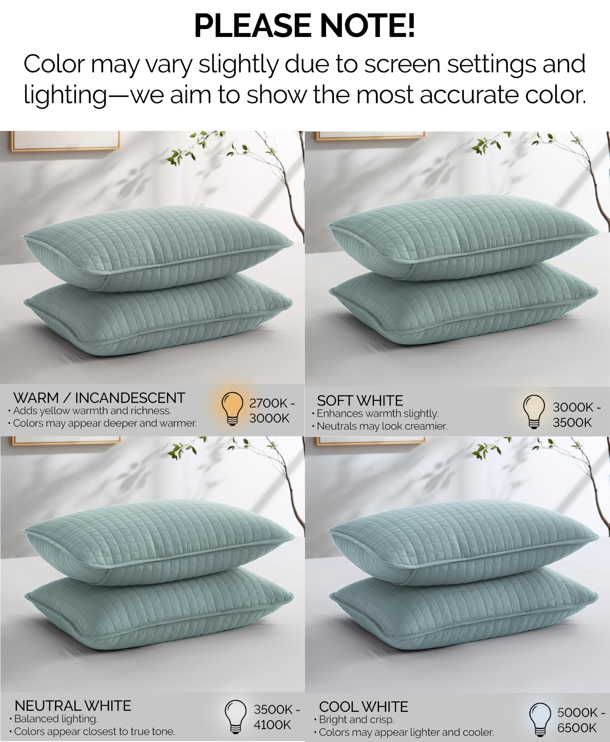 Southshore Fine Living, Inc. Set di 2 federe decorative blu per cuscini king size, 50,8 x 91,4 cm, per cuscini king size, qualità alberghiera, federe trapuntate da abbinare al set di trapunte, blu