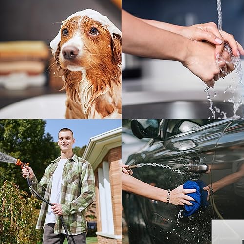 Miniatura 7 de Giraffe Tools Manguera de jardín de 100 pies x 58 pulgadas, accesorios macho y hembra con válvula de cierre, a prueba de fugas, flexible,