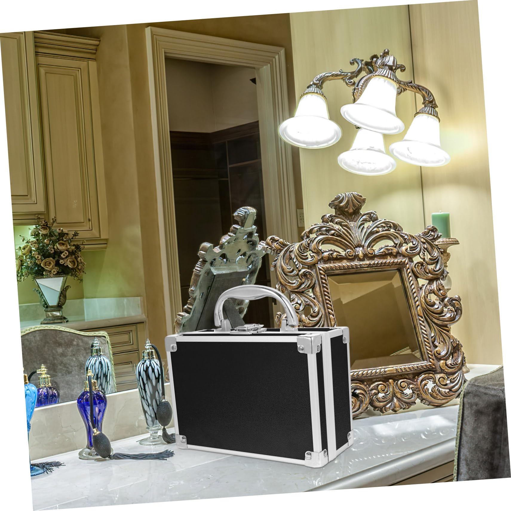 PLAFOPE Valigetta Portatile Per Cosmetici Alluminio Leggera e Resistente Organizer Makeup Multifunzionale Per Viaggi Per Strumenti Di Bellezza e Forniture Per Unghie