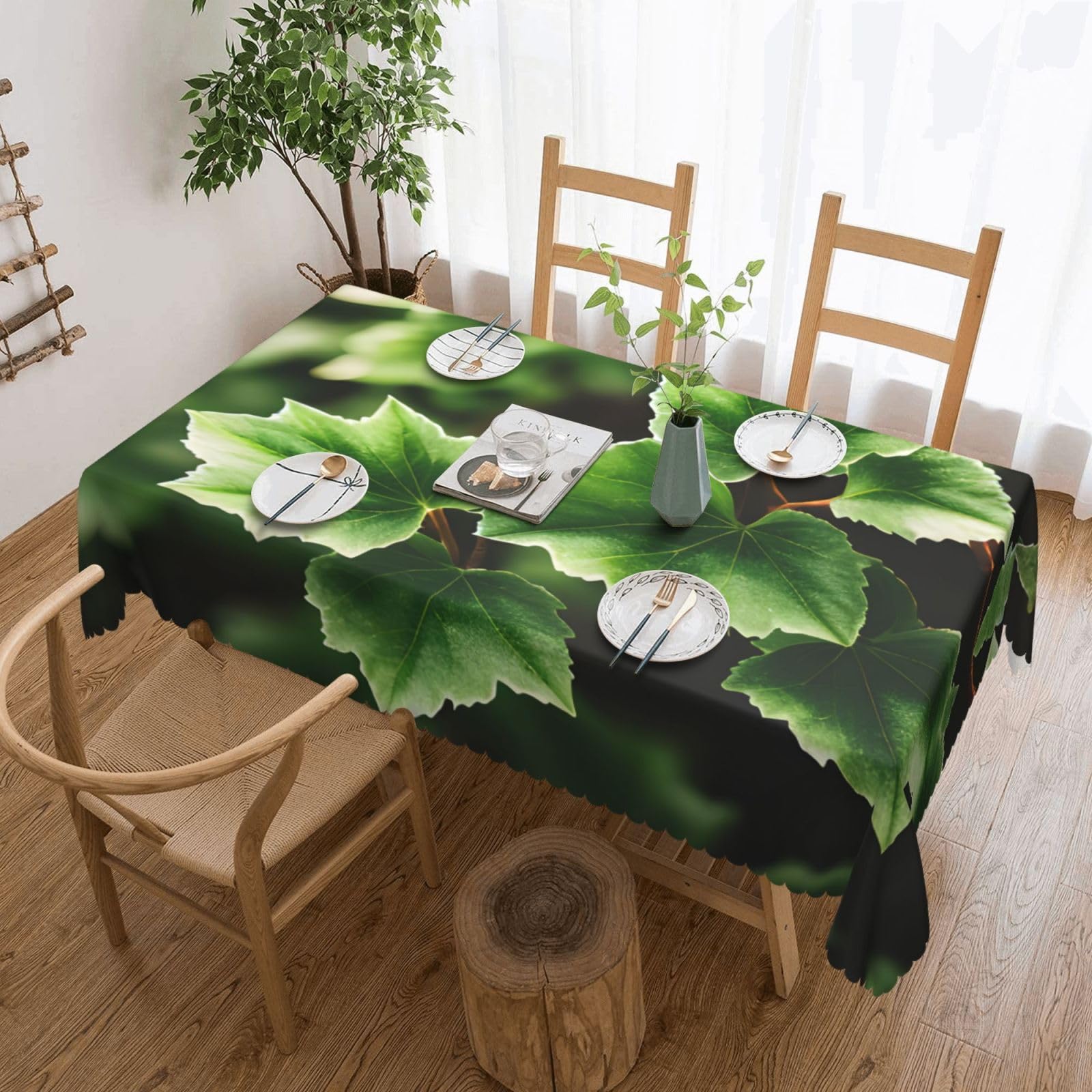 Nappe rectangulaire en tissu imprimé lierre facile à laver pour dîner