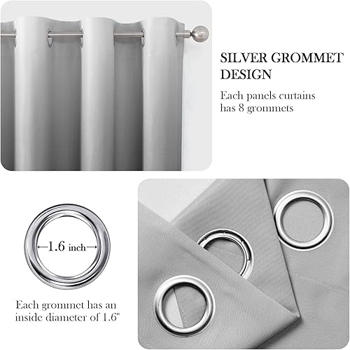 Miniatura 5 de HOMEIDEAS Cortinas opacas negras degradadas de 52 x 63 pulgadas de largo, para oscurecer la habitación, aislamiento térmico, ahorro de energía, 2