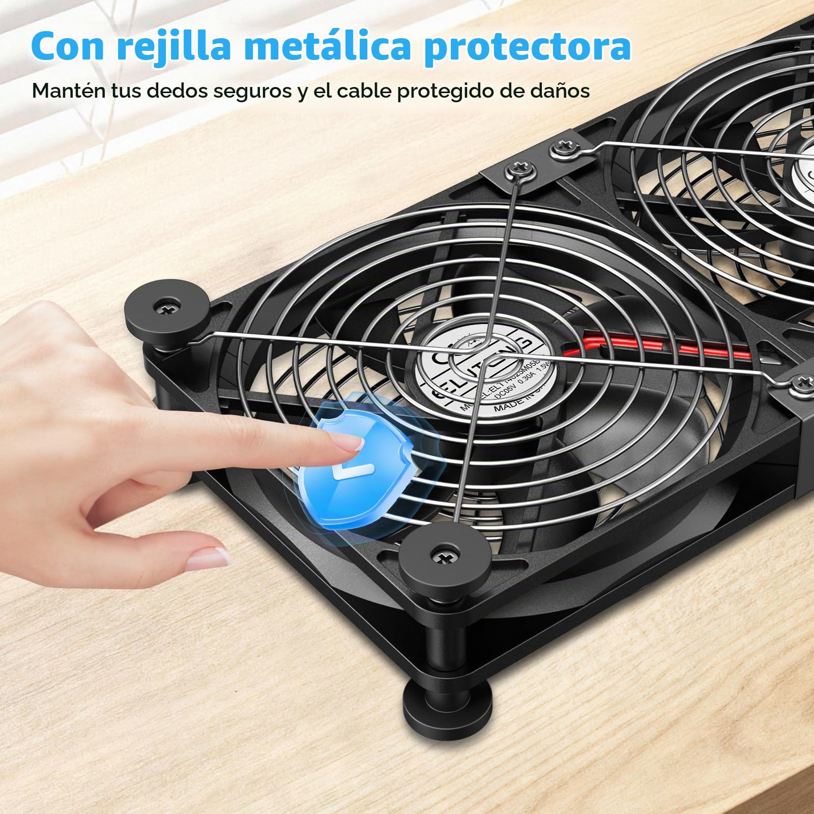 ELUTENG Ventilador USB 2 en 1 de 120 mm, 5 V, ventilador USB doble con 3 velocidades, ventilador de PC de 12 cm con 8 pies amortiguadores y regulador de temperatura digital para PS5, PS4, portátil, TV