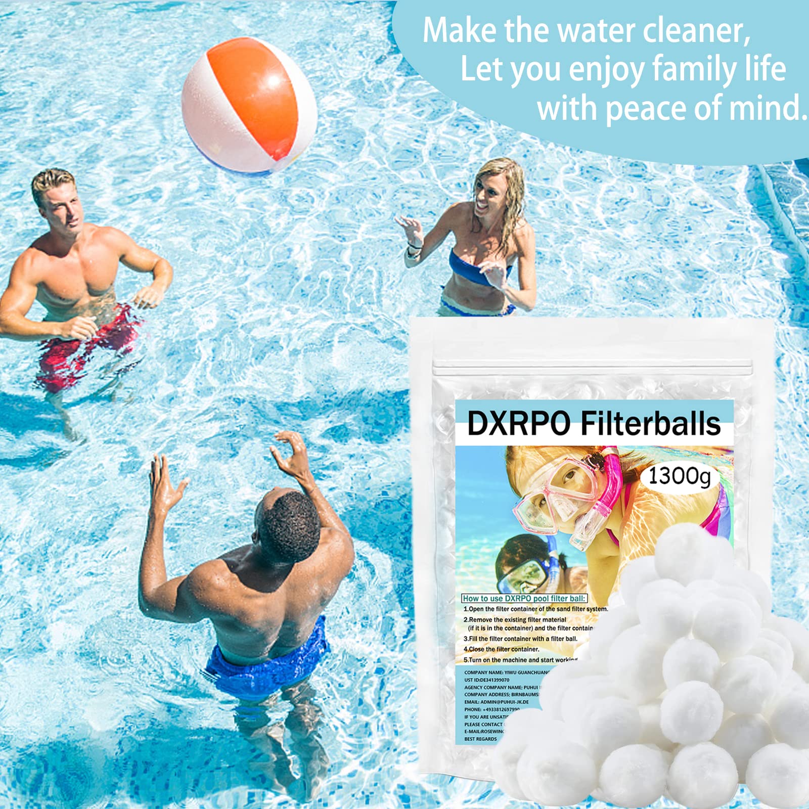 Balles Filtrantes, 1300g Boules de Filtre de Piscine pour Systèmes de Filtration à Sable, Remplace 46 kg de Sable Filtrant Sable de Quartz, pour Piscine Système de Filtre à Sable. (Blanc)