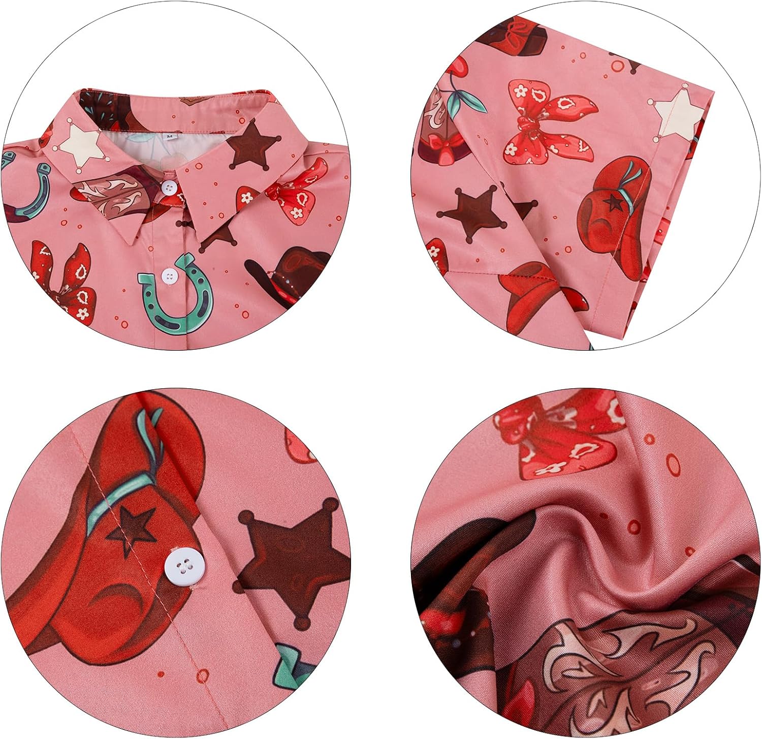 JINTING Western Shirt for Women - Vintage Cowboy Cowgirl Button Down Country Concert Outfits Print Short Sleeve Tops - Image 7