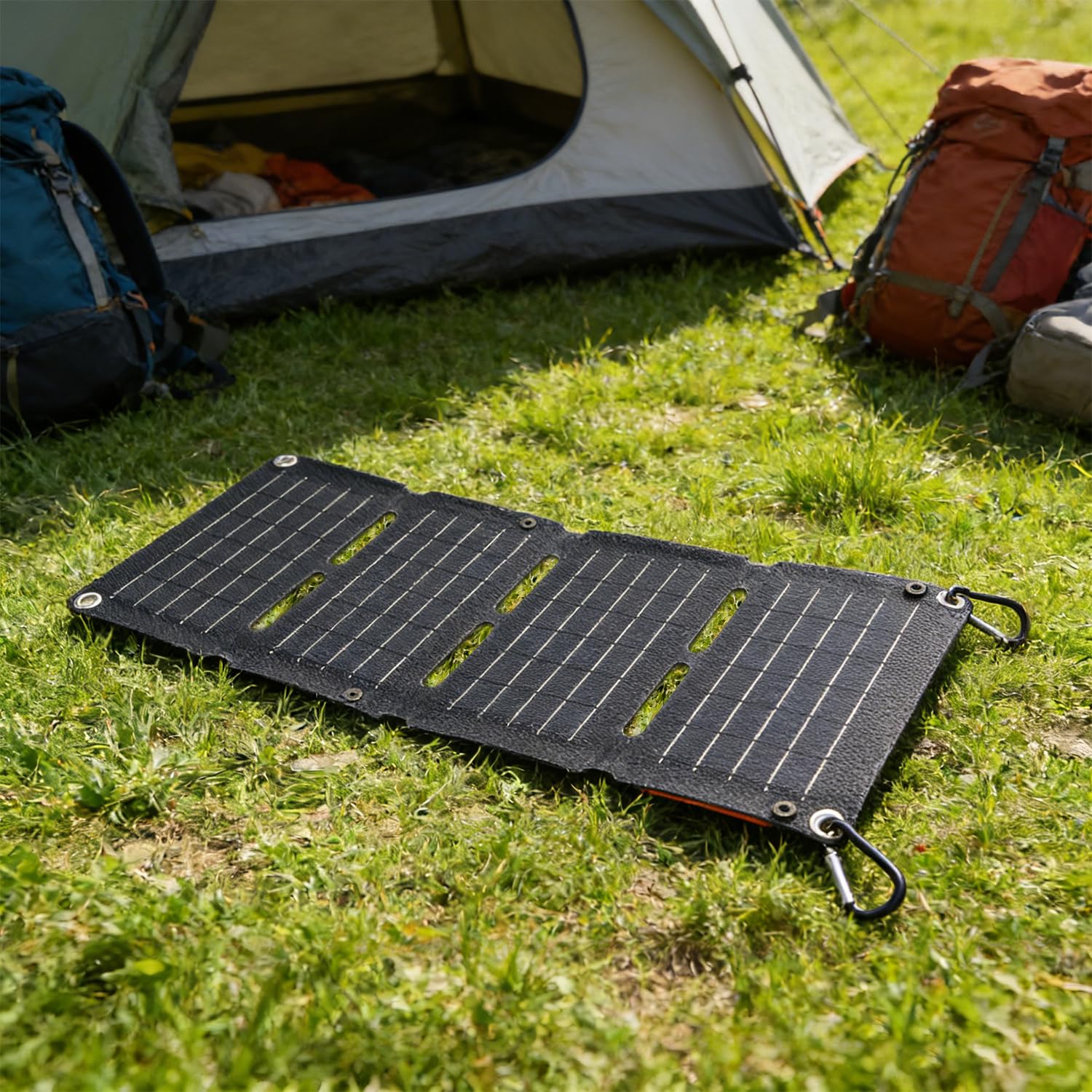 Panneau Solaire Pliable 40W, Haute Efficacité Monocristallin, Charge Rapide QC, Double USB, Portable et Léger, pour Randonnée, Camping et Voyages en Plein Air