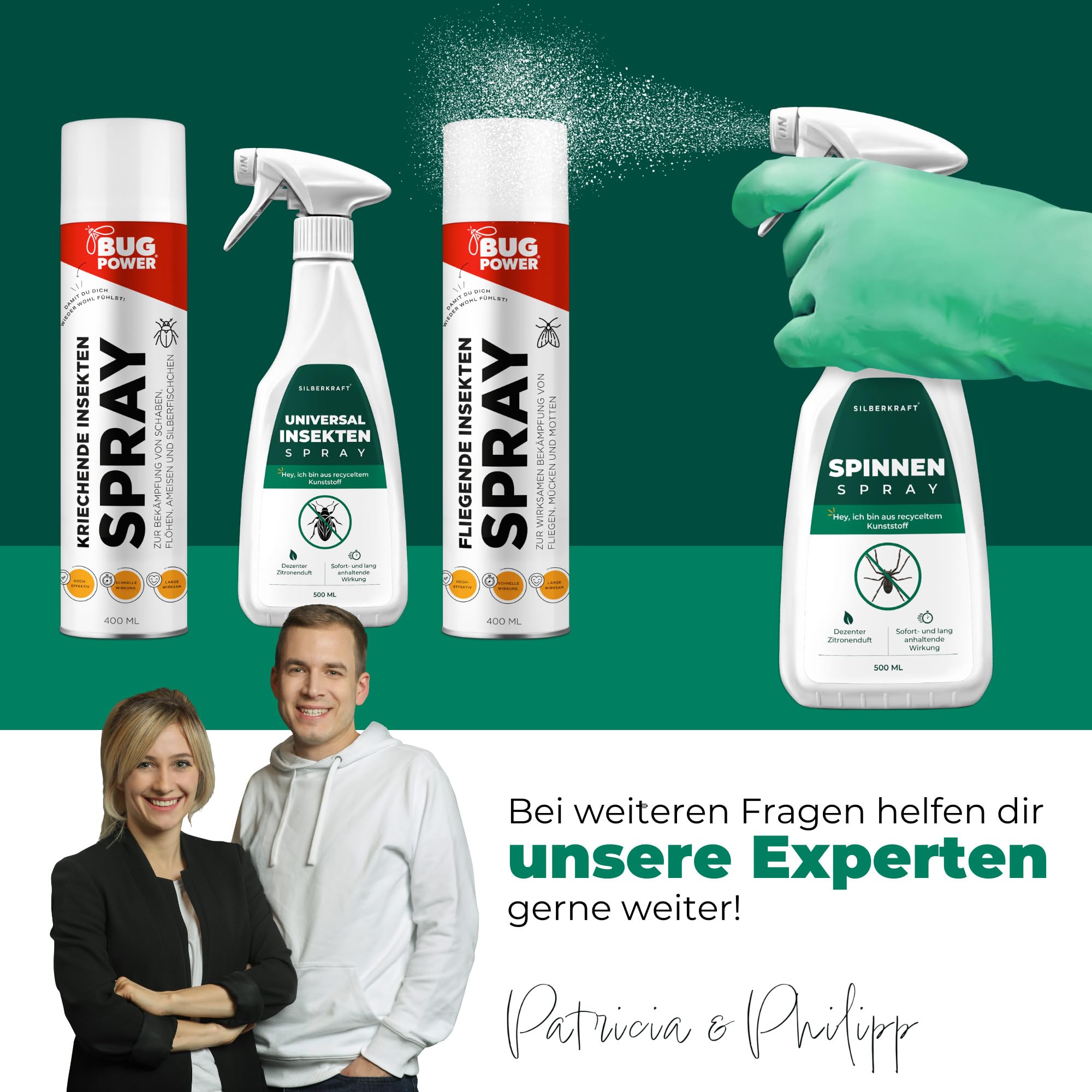 Silberkraft Spinnenspray 500 ml, Effektives Mittel gegen Spinnen in Haus, Wohnung & Garten, Langzeitwirkung bis zu 3 Monate, Alternative zu Spinnengift & Spinnenfallen