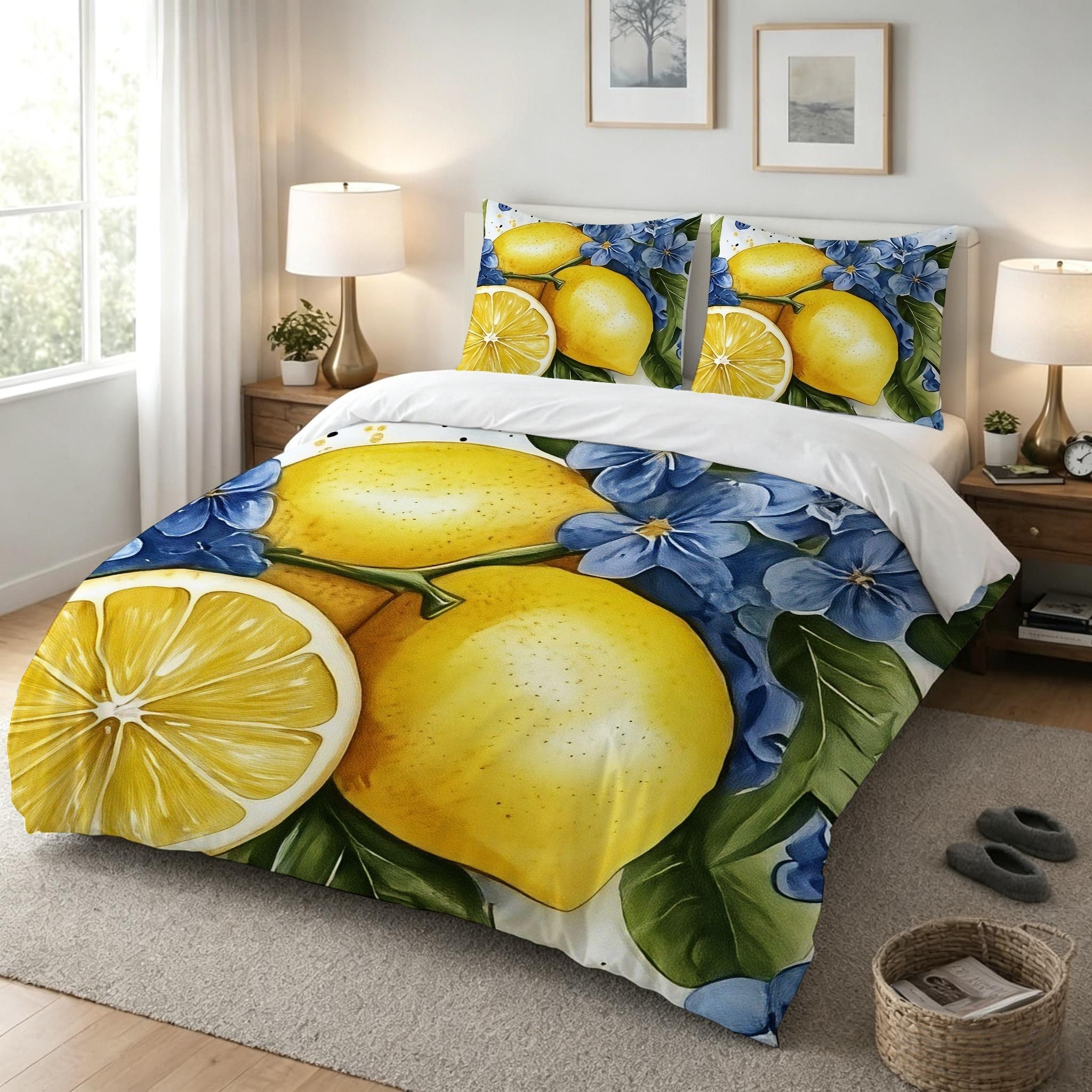 Copripiumino Matrimoniale Limone Giallo 260x240, ZQ9576